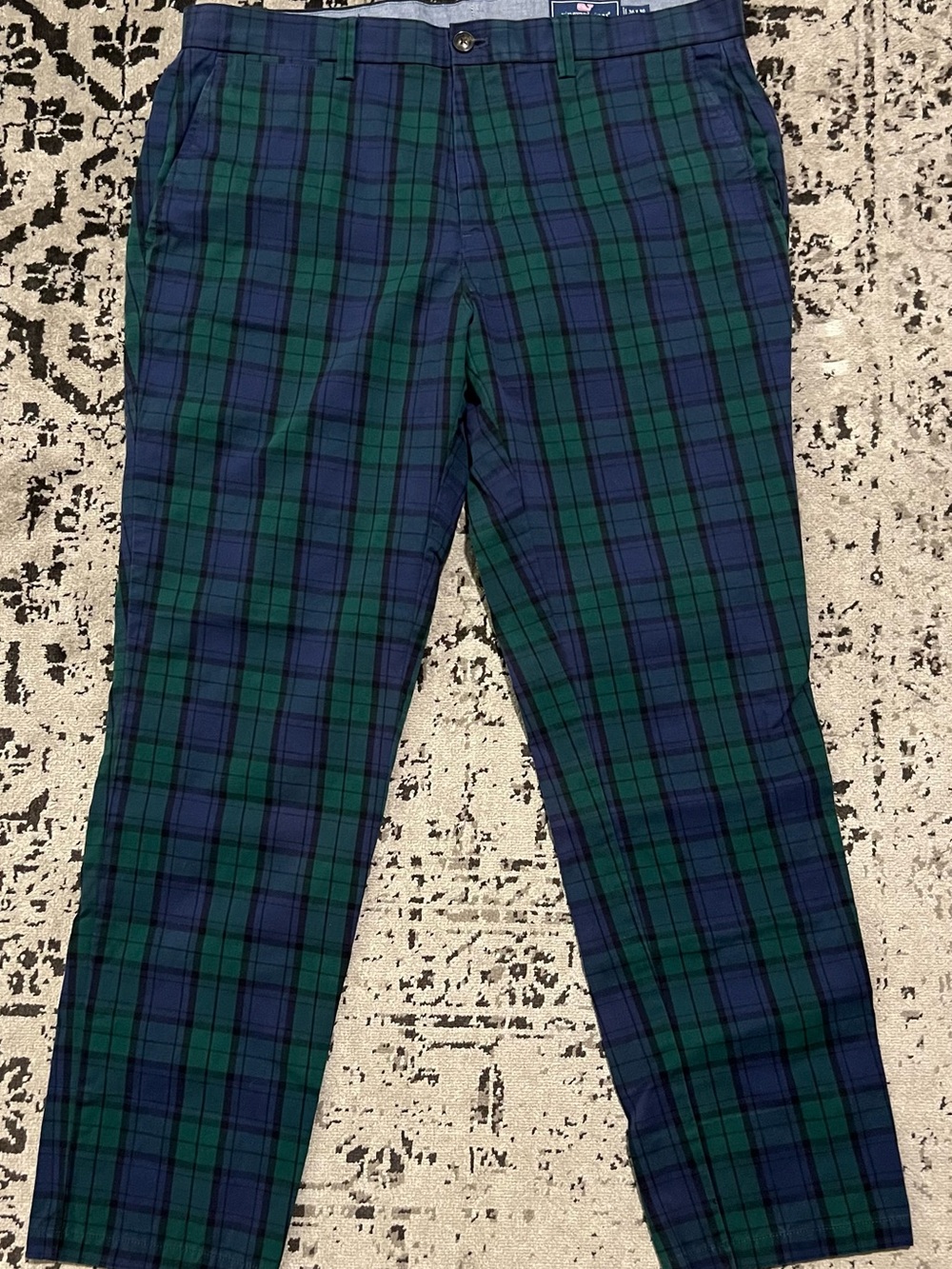 Vineyard Vines Green and Navy Plaid Chinos